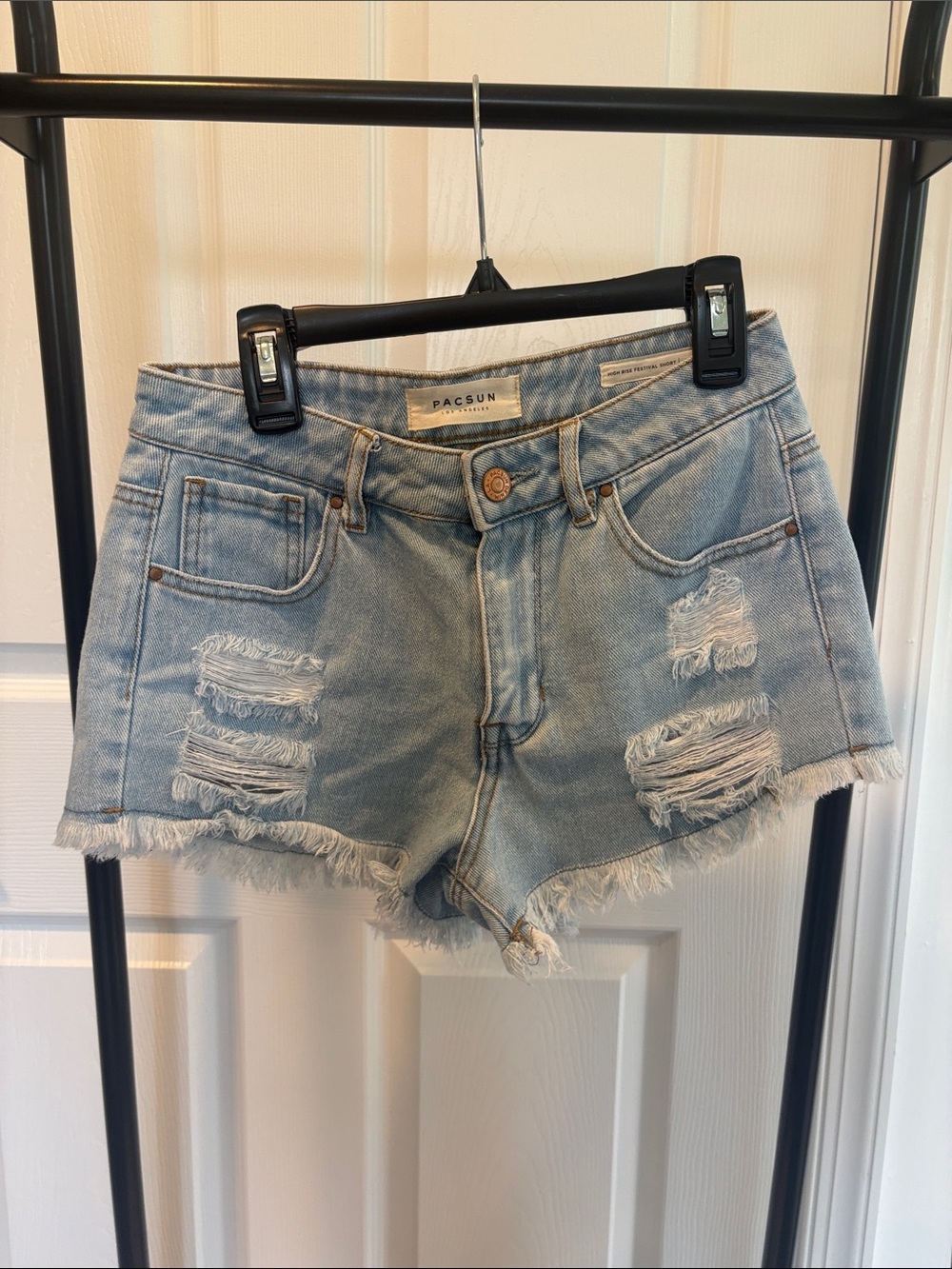 PacSun Light Wash Distressed Denim Cutoff Shorts